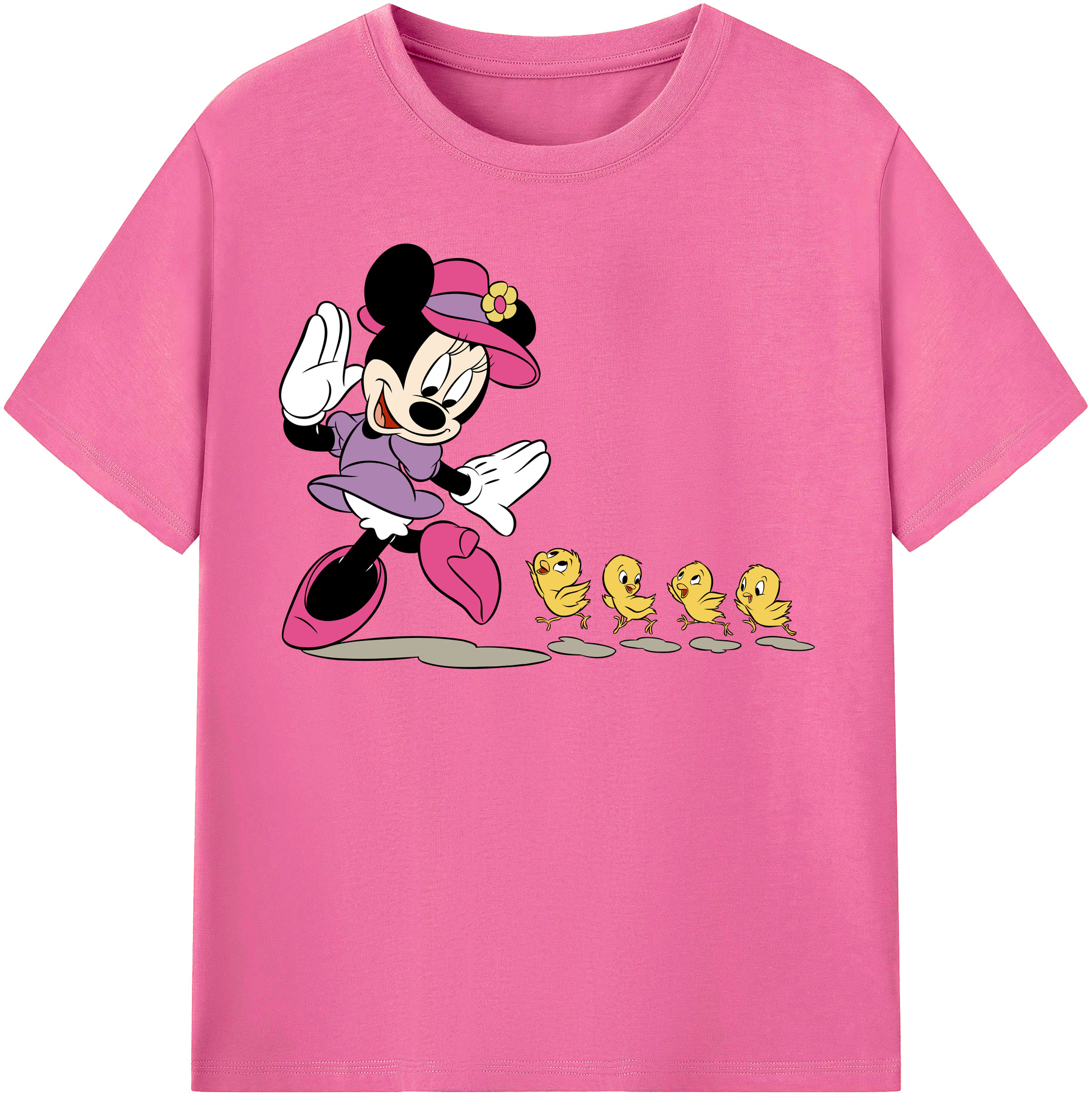 （画像用） ミッキーマウス Mickey Mouse レディースカジュアルプリントTシャツ（綿100％）